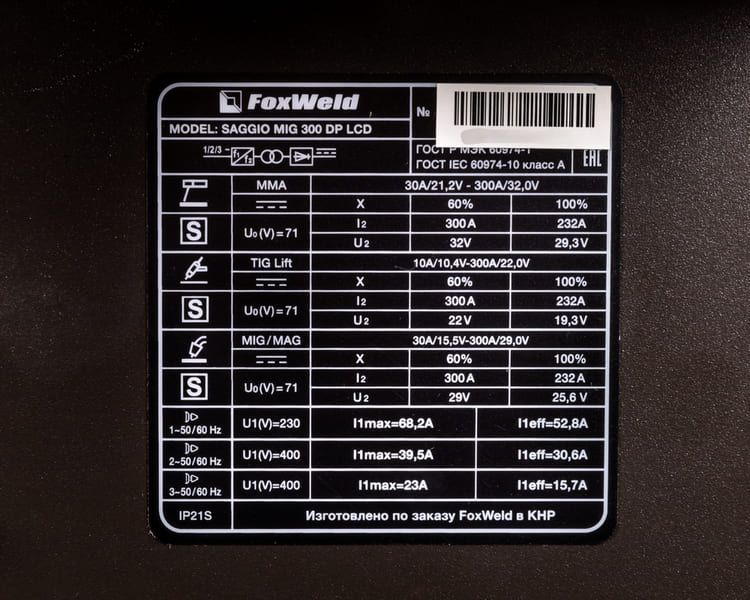 Сварочный полуавтомат Foxweld SAGGIO MIG 300 DP LCD вид модели сварочный полуавтомат foxweld saggio mig 300 dp lcd