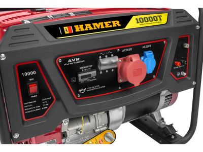 вид модели бензогенератор hamer 10000t (трехфазный)