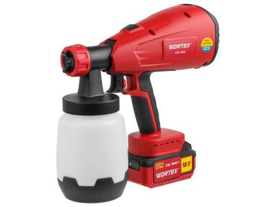 Краскопульт аккумуляторный WORTEX CPS 1810 в кор. ALL1 XLT SET 18В, 1 акк., 4 Ач, 700 мл/мин, 1 л б (18 В, 1 акк., 4 Ач, ЗУ, 700 мл/мин, 1 л бак, 2.6 мм сопло, 50 DIN)